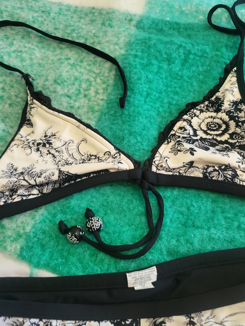 Massimo Black and White Floral Two-Piece Bikini Set - Picture 5 of 7